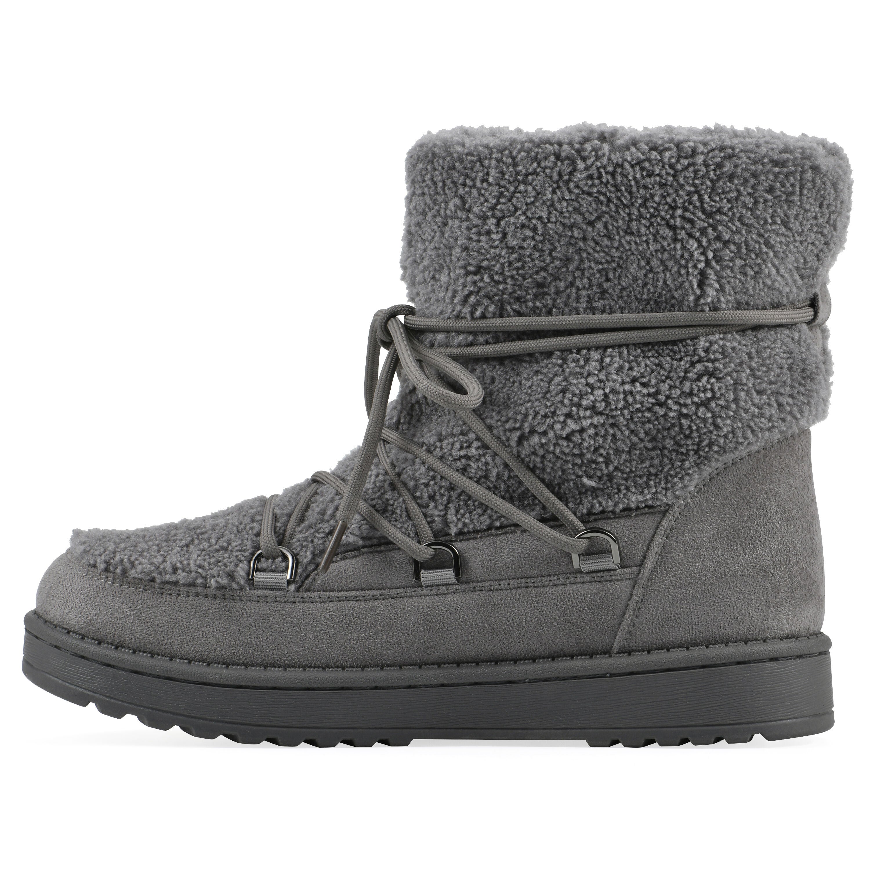 Isador Faux Sherpa Lace-Up Boot, GREY, alternate image number 3