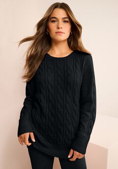 Plus Size Cozy Cable Crewneck Sweater