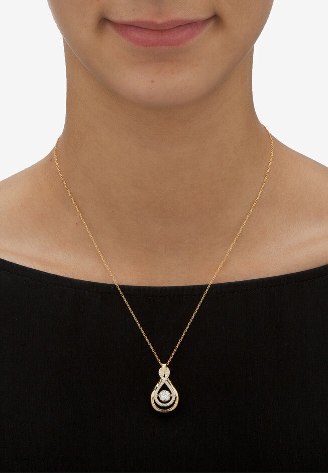 1.25 Tcw "Cz In Motion" Drop Necklace 14K Gold-Plated Sterling Silver, , alternate image number null