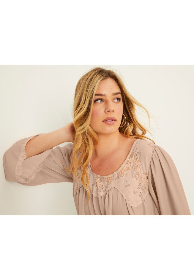 Lace-Trimmed Blouse, , alternate image number null