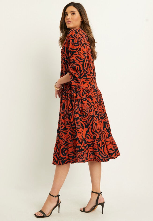Printed Gauze Shirtdress, , alternate image number null
