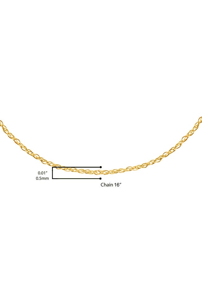 Solid Yellow Gold Slim And Dainty Rope Chain Necklace Unisex Chain 16 inches, , alternate image number 4