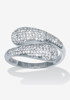 .48 Tcw Round Cubic Zirconia Sterling Silver Open Wrap Ring
