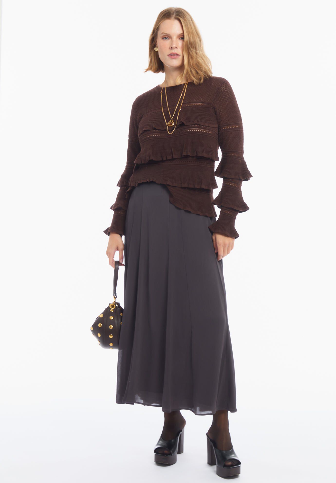 Tiered Ruffle Knit Top