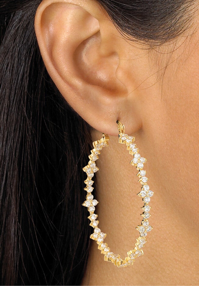 7.20 Tcw Round Cubic Zirconia Gold-Plated Garland Hoop Earrings, , alternate image number 2