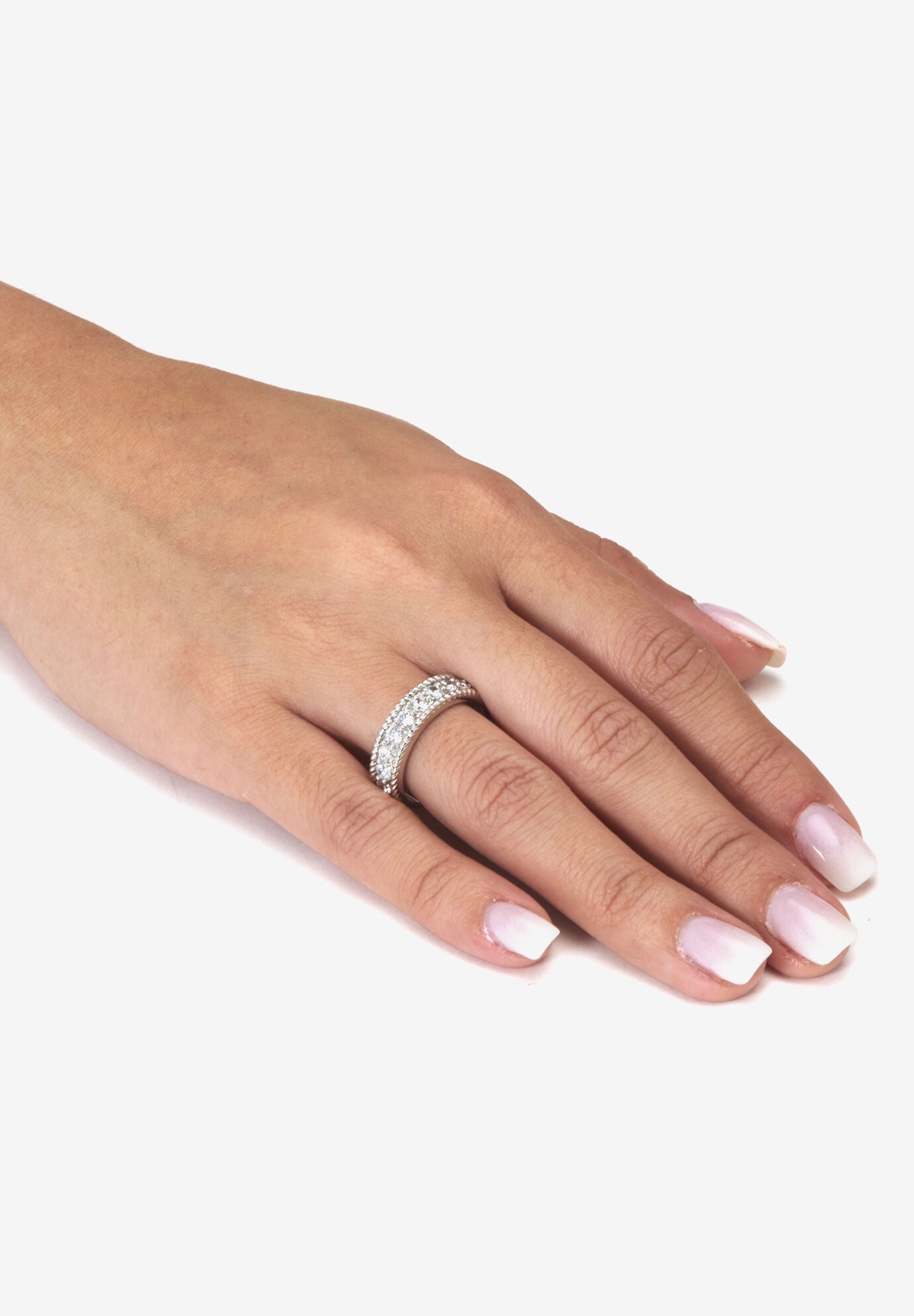 .90 Tcw Round Cut Cubic Zirconia Platinum-Plated Sterling Silver Ring, , alternate image number 2