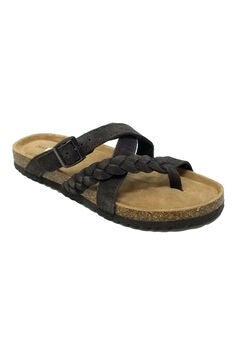 Suede Leather Braided Criss Cross Footbed Sandal