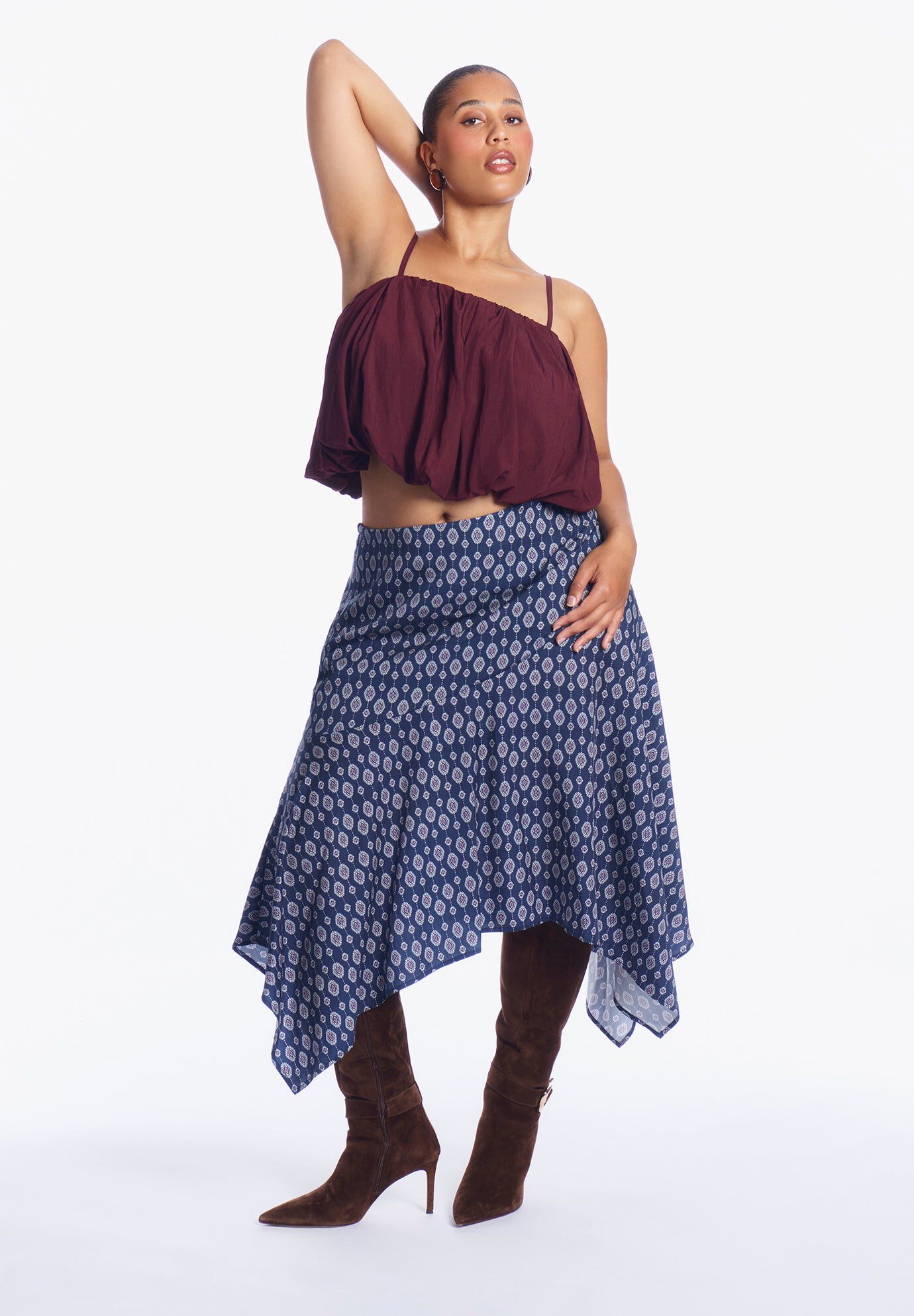 Asymmetric Printed Skirt