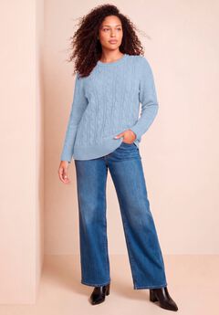 Plus Size Cozy Cable Crewneck Sweater