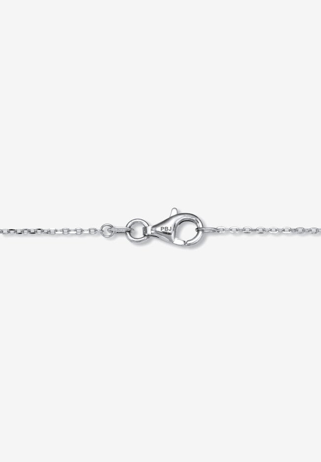 Genuine Green Jade Cz Silvertone Elephant Pendant Necklace, 18 Inch Chain, , on-hover image number 1