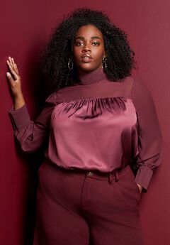 Satin Mockneck Blouse