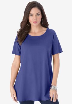 Plus Size Cotton Ultimate Swing Tee with Keyhole Back