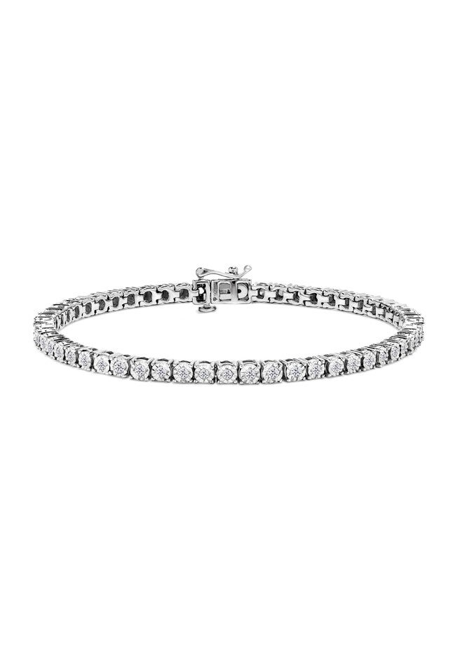 Silver 1.0 Cttw Miracle-Set Diamond Tennis Bracelet - 9 inches Inches, SILVER, hi-res image number 0