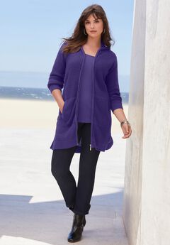 Waffle Mega Length Zip Hoodie