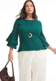 Ruffled Long-Sleeve Sweater