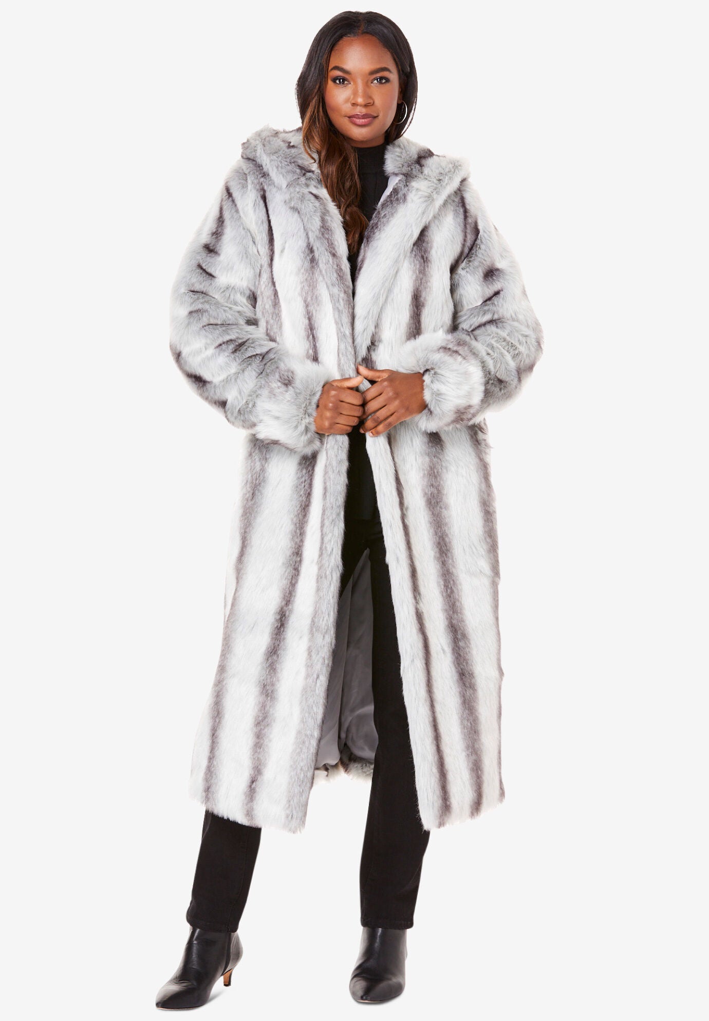 Ankle length faux fur coat