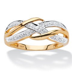 Diamond Accent Braided Crossover Ring in 10k Yellow Gold