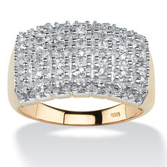 1/6 TCW Diamond Cluster Ring in 18k Yellow Gold-plated Sterling Silver
