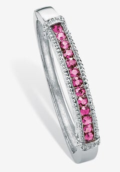 Round Birthstone Bangle Bracelet In Silvertone Jewelry