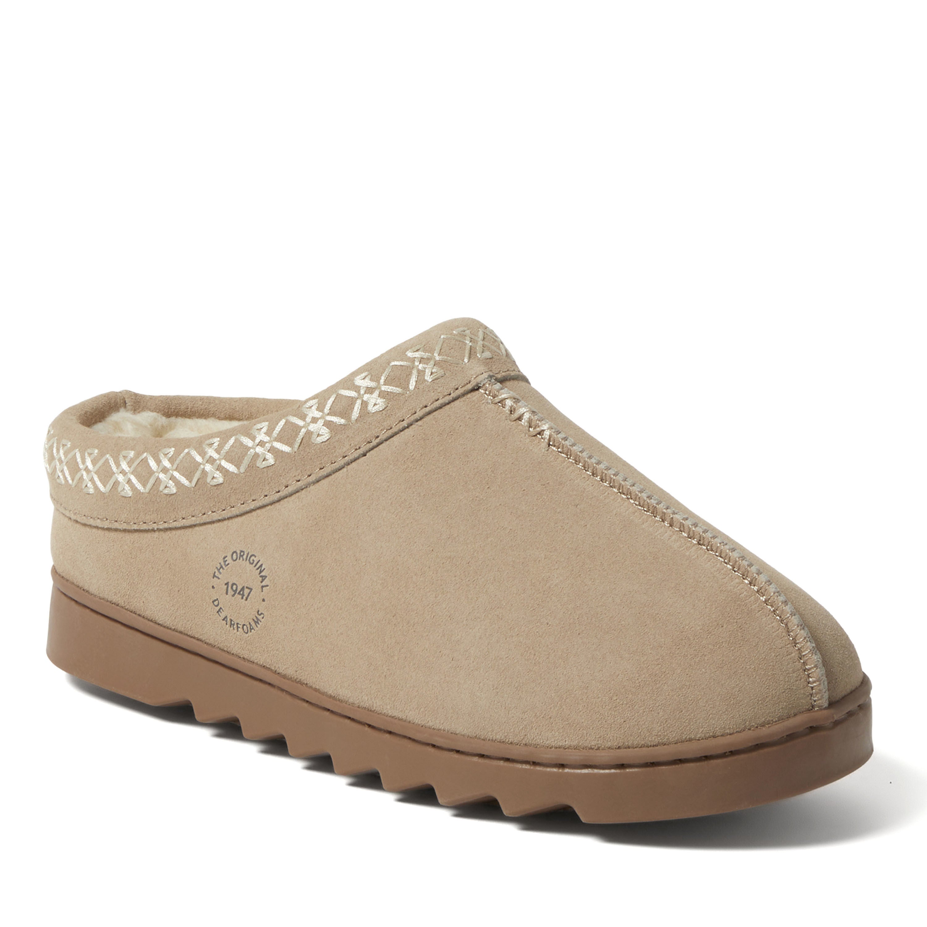 Doreen Genuine Suede Clog with Embroidery, SAND, hi-res image number 0
