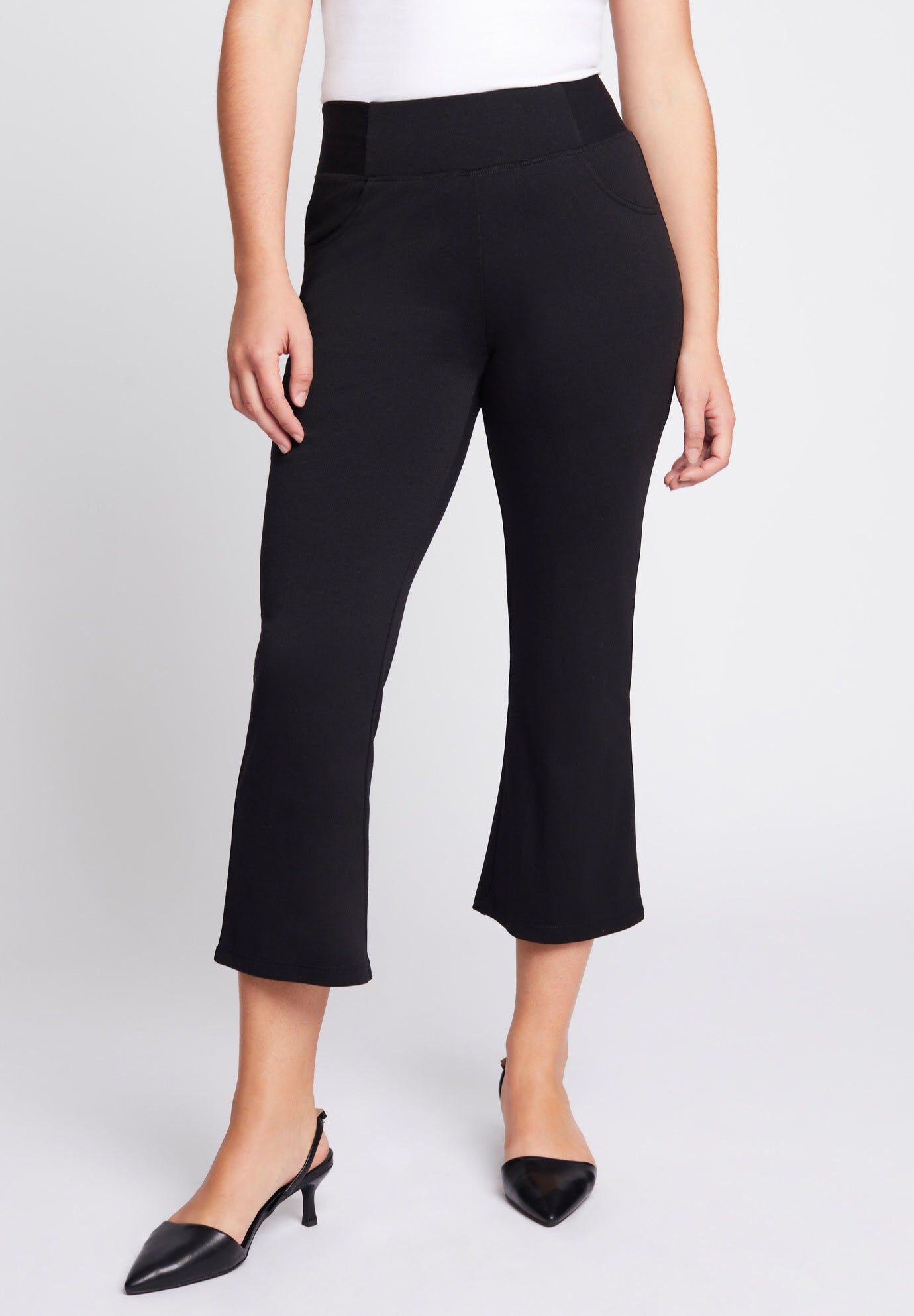 FormFit Ponte Cropped Flare Pant, BLACK, hi-res image number 0