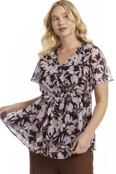 Faux Wrap Fit-and-Flare Top