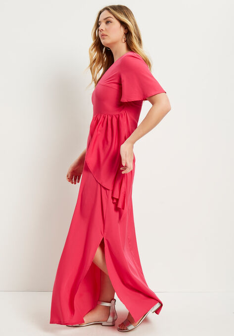 Faux-Wrap Maxi Dress, , alternate image number null