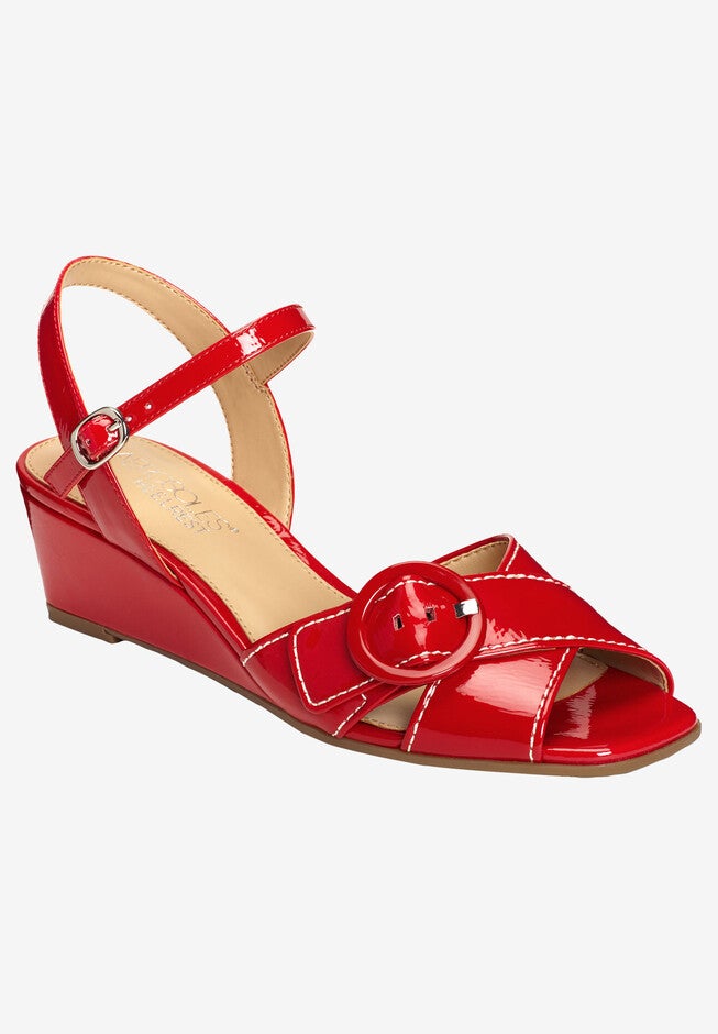 Hornet Wedge Sandal , RED PATENT, hi-res image number null