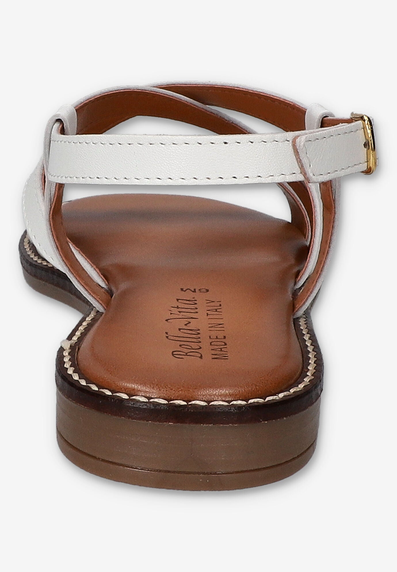 Tya-Italy Flat Sandal, WHITE LEATHER, alternate image number 3