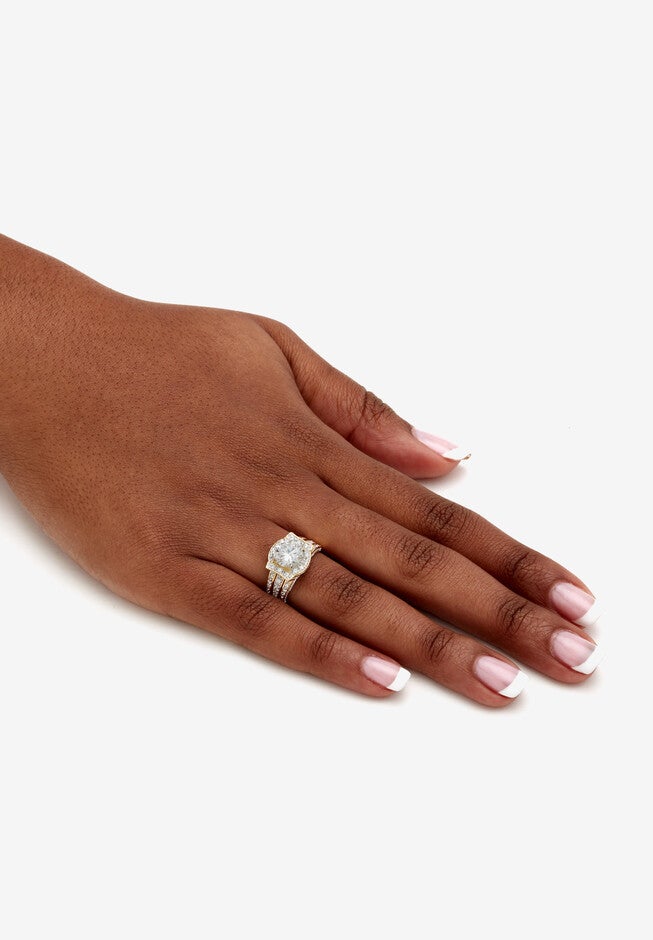 Yellow Gold-Plated Cubic Zirconia Vintage-Style Jacket Bridal Set, , alternate image number 3