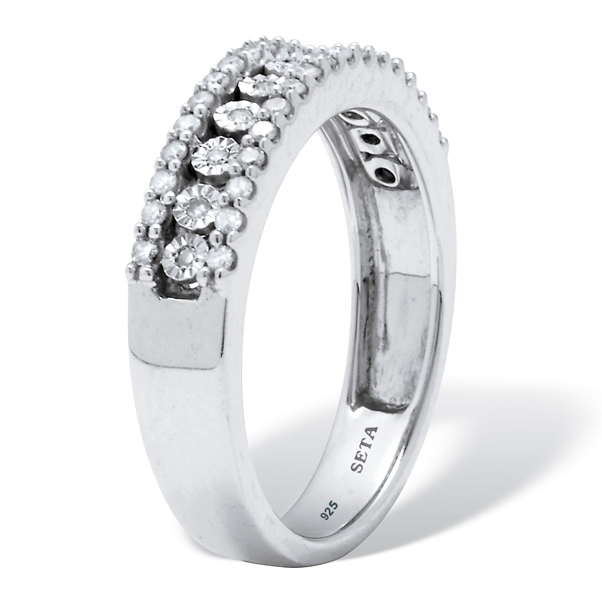 .25 TCW Diamond Sterling Silver Multi-Row Ring, WHITE, on-hover image number 1