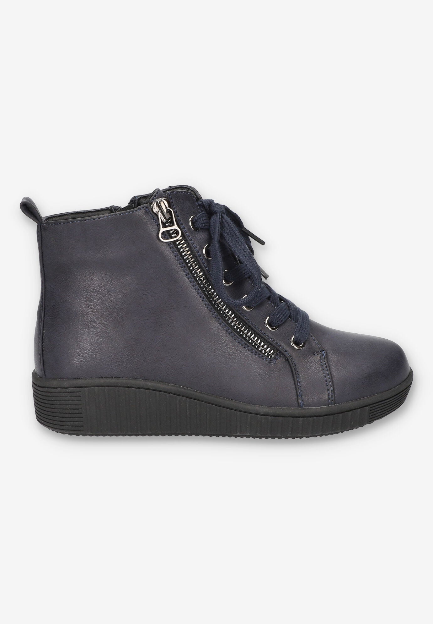 Hollyann Slip-Resistant Ankle Boot, NAVY BURNISHED, alternate image number 2