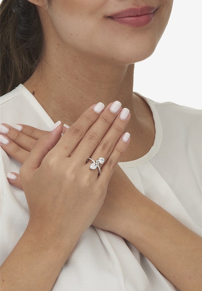 1.92 Tcw Heart Shaped Cubic Zirconia Sterling Silver Ring, , alternate image number null