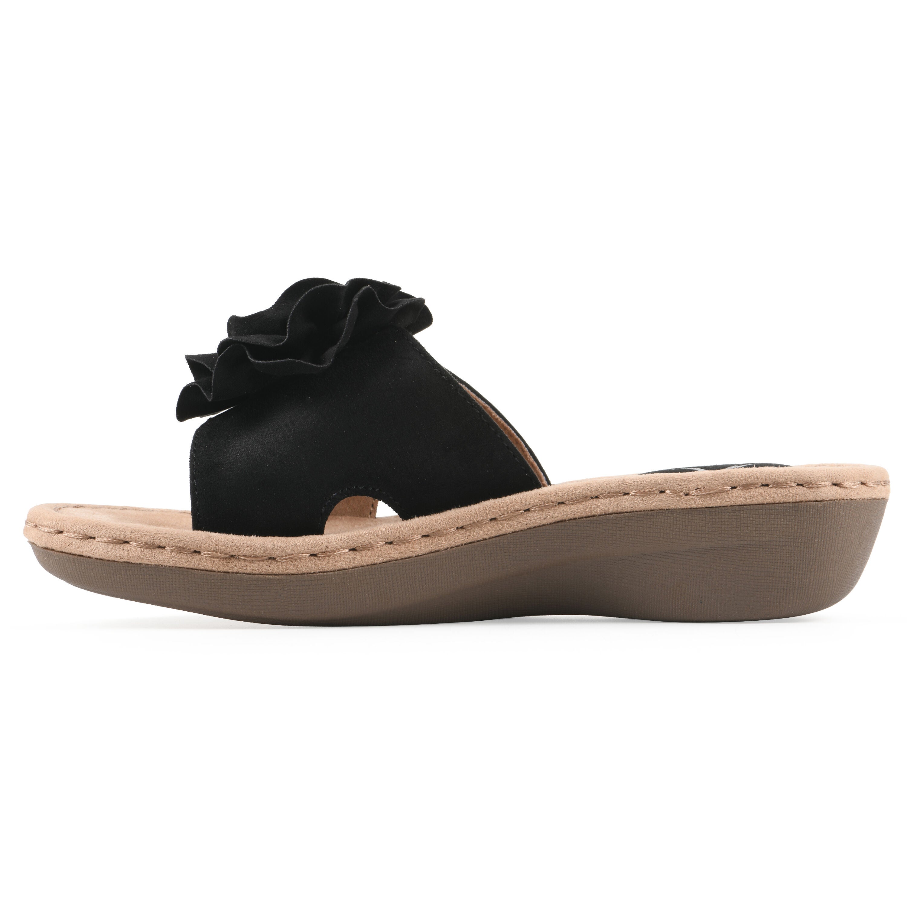 Casmyn Floral Mini Wedge Sandal, BLACK FABRIC, alternate image number 3