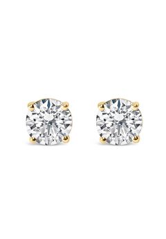 14K Gold 1.0 Cttw Round Brilliant Cut Lab Grown Diamond 4-Prong Classic Solitaire Stud Earrings