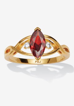 Marquise Simulated Birthstone Gold-Plated Ring
