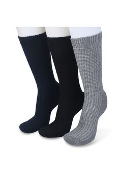 3 Pair Textured Wool Blend Socks