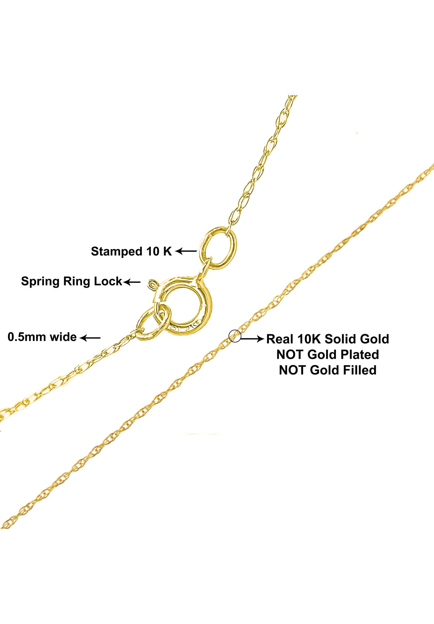 Solid Yellow Gold Rope Chain Necklace Unisex Chain 20 inches, , on-hover image number 1
