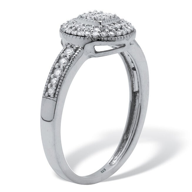 .30 TCW Diamond Sterling Silver Halo Engagement Ring, WHITE, on-hover image number 1