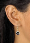 Gold Over Silver Halo Drop Earrings, Red Garnet And Diamond Accent Jewelry, , alternate image number null