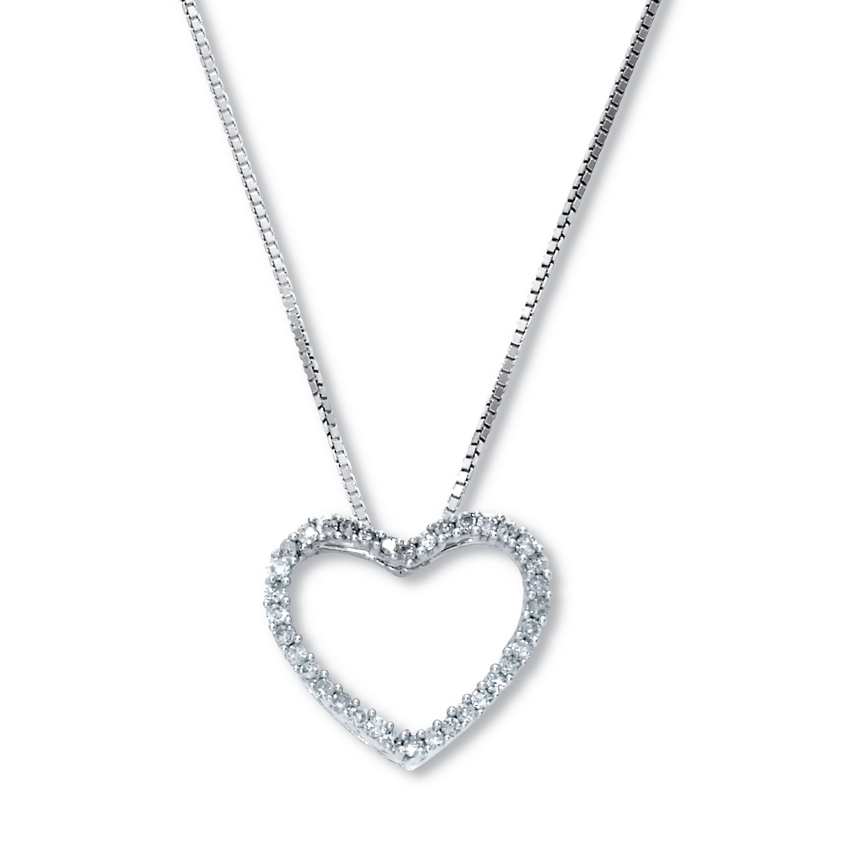 .21 TCW Diamond Sterling Silver Heart Pendant and Chain 18 Inches, WHITE, hi-res image number 0
