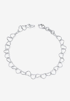 Sterling Silver Heart Link Ankle Bracelet 11"