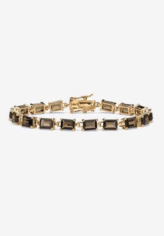Gold-Plated Tennis Bracelet (5.5Mm), Emerald Cut Smoky Quartz, 7.25"