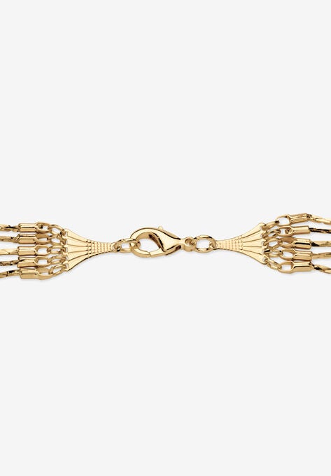 Goldtone Multi Strand Cobra Link Waterfall Necklace 30", , on-hover image number null