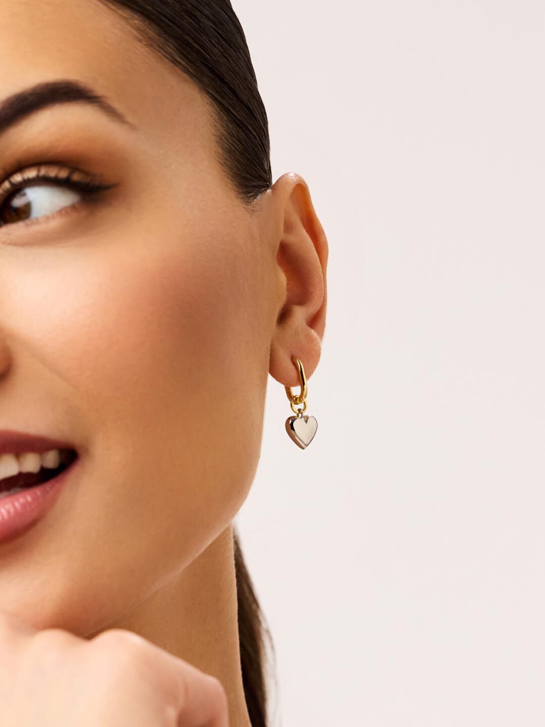 Wesley Heart Earrings, GOLD, alternate image number 4