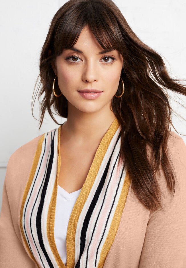 Metallic Trim Duster Cardigan, , alternate image number null