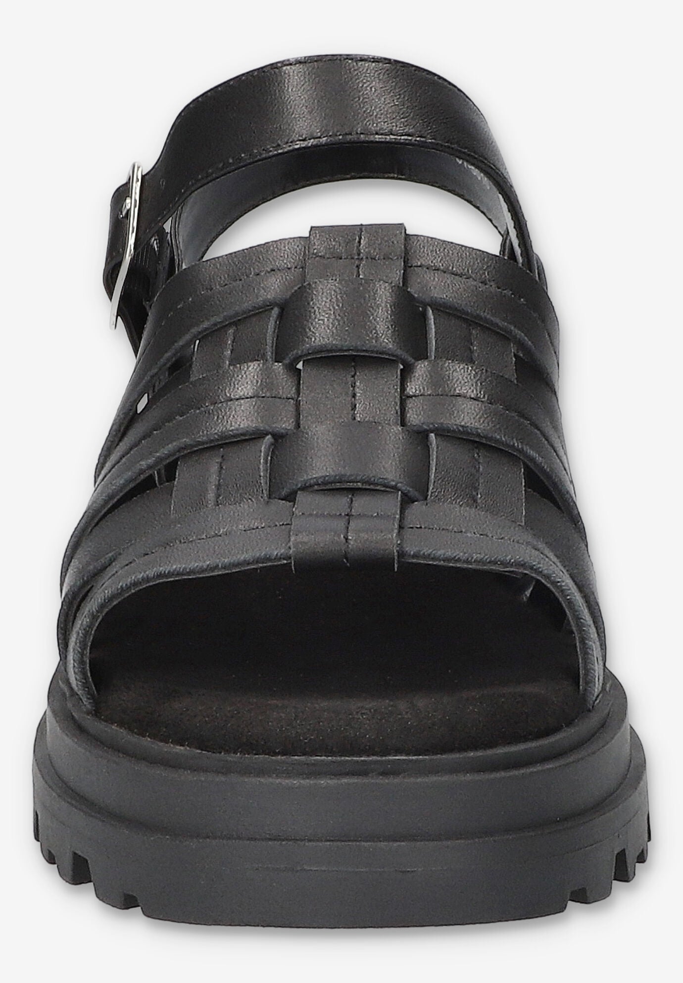Loni Lug Sole Fisherman Sandal, BLACK LEATHER, on-hover image number 1