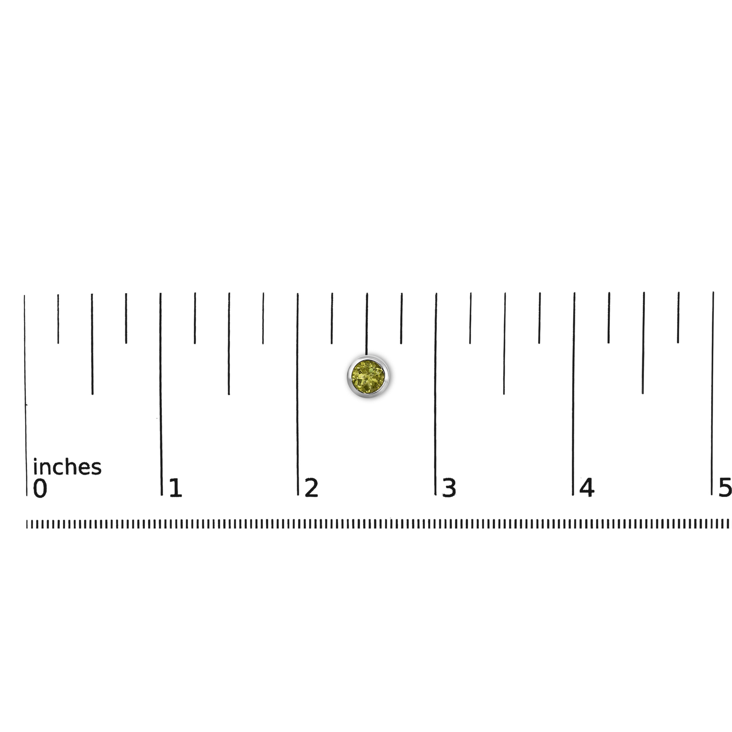 .925 Sterling Silver 6MM Bezel Set Created Green Peridot Solitaire Stud Earrings, GREEN, alternate image number 3