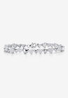 1/10 Cttw. Diamond Platinum Over Sterling Silver Heart-Link Bracelet 8", DIAMOND, hi-res image number null