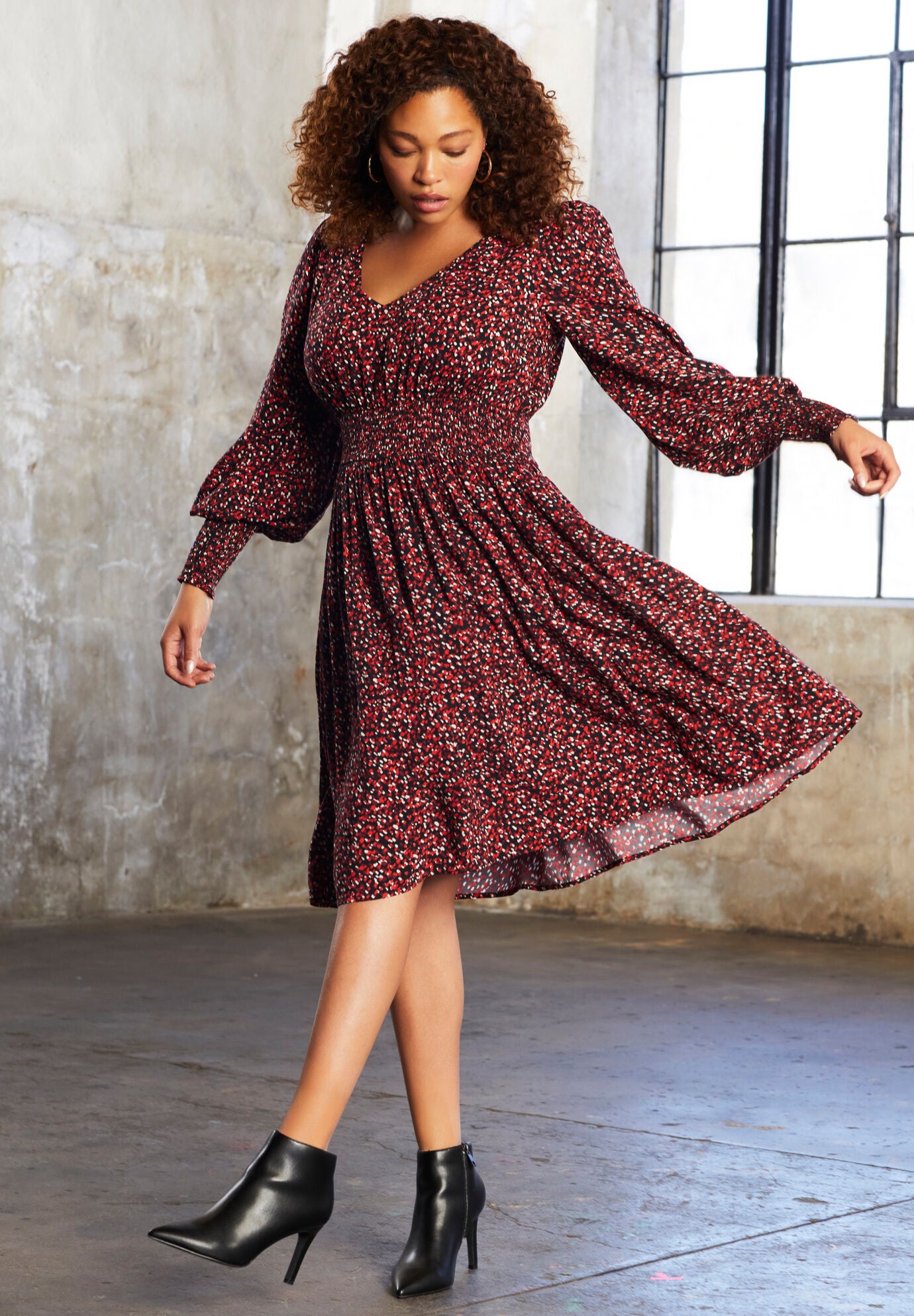 Smocked Waist Midi Dress, , alternate image number 5